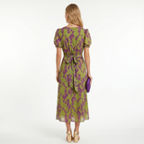 Sofía - Vestido Midi con Estampado Floral y Mangas Cortas