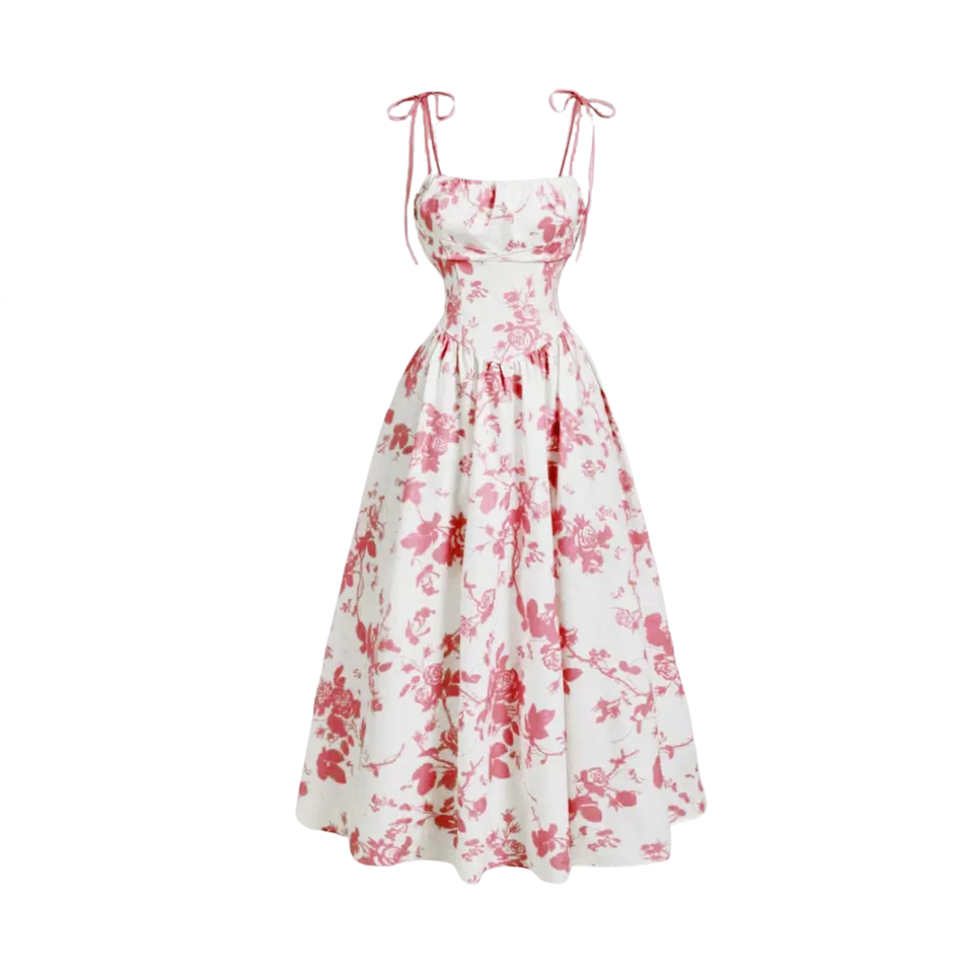 ROSALIE – Vestido de cami floral francés con ataduras en los hombros