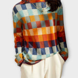 Jana | Suéter de Cuello Alto en Estilo Patchwork