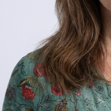 Valérie | Maxikleid mit floralem Muster, V-Ausschnitt und 3/4-Ärmeln