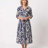 Claire | Midi-Kleid mit langen Ärmeln und Gürtel