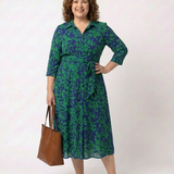 Claire | Midi-Kleid mit langen Ärmeln und Gürtel