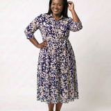 Claire | Midi-Kleid mit langen Ärmeln und Gürtel