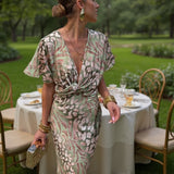 CLARANDRA - Vestido midi color cobre