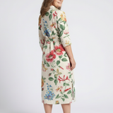 Charlotte | Midi-Kleid mit Blumen und kurzen Ärmeln mit Knöpfen