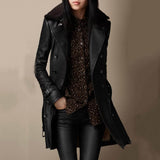 Joana - Eleganter 3/4 Mantel aus Leder