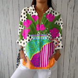 Odete - Bluse mit Blumenvasen-Print
