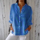 Clara - Moderne gestreifte blaue Bluse