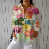 Inês - Elegante Aquarell-Bluse mit Blumenmuster