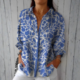 Elise - Bluse mit Gartenmotiven und Vögeln
