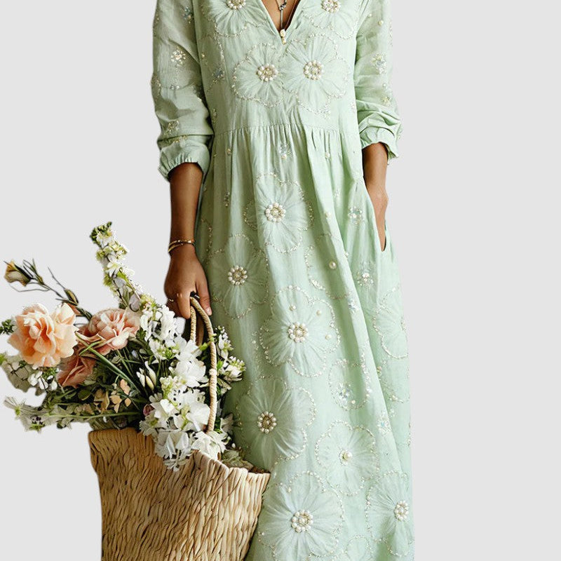 LENA | MIDI-KLEID MIT BLUMENMUSTER