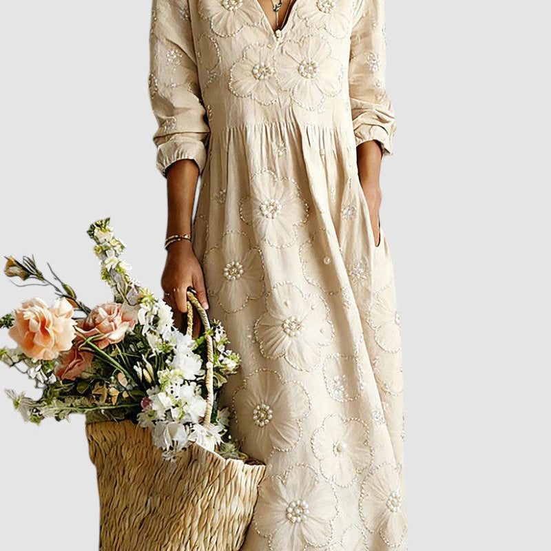 LENA | MIDI-KLEID MIT BLUMENMUSTER