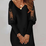 Avora | Elegantna čipkana haljina s V-izrezom