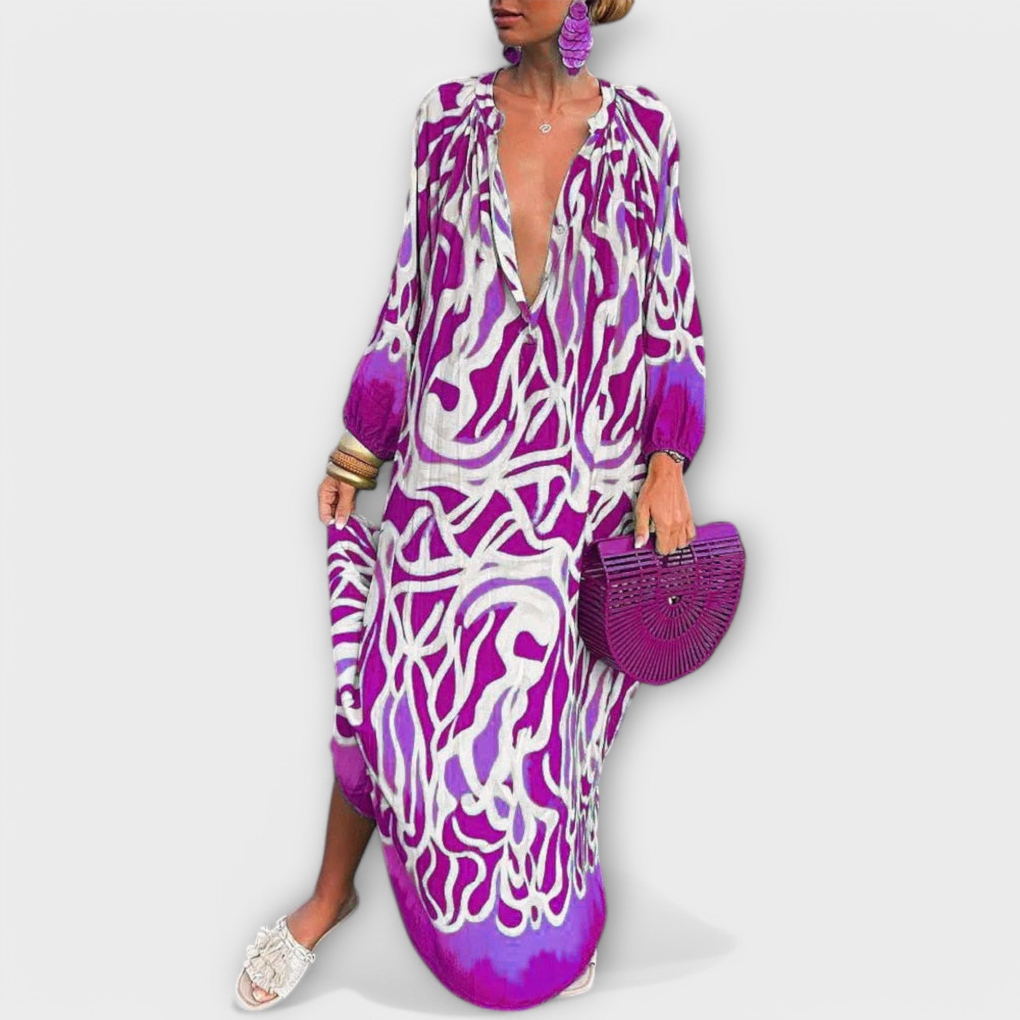 Alice - Vestido Maxi Bohemio de Manga Larga