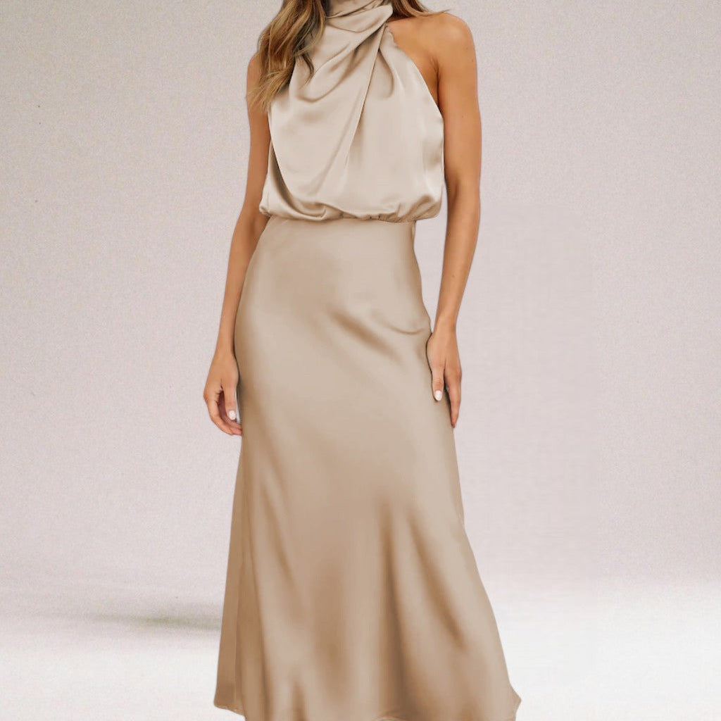 Flavia | Vestido halter de satén glamuroso