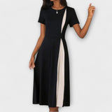 Hanne - Vestido Midi Negro-Blanco
