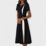 Hanne - Vestido Midi Negro-Blanco