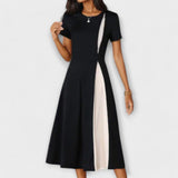 Hanne - Vestido Midi Negro-Blanco