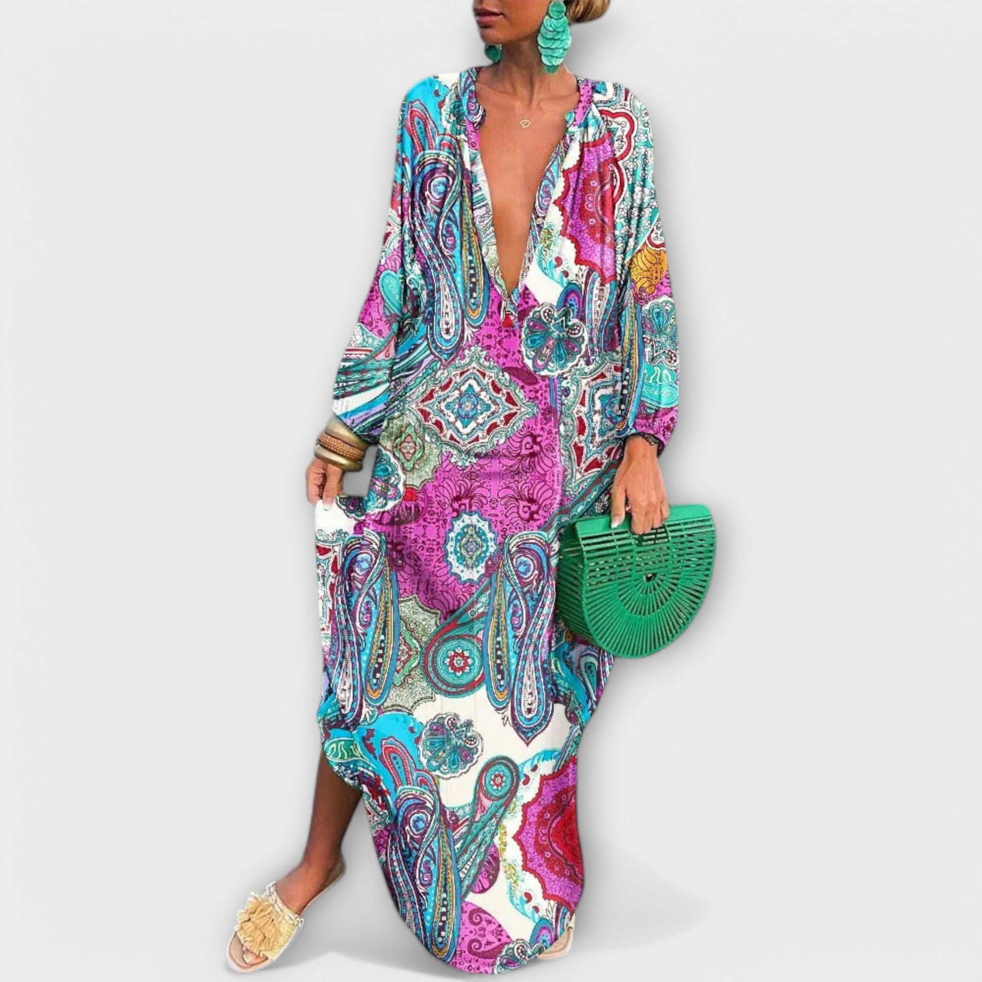 Alice - Vestido Maxi Bohemio de Manga Larga