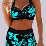 Sherrie - Hochtaillierter Badeanzug mit floralem Muster