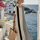 Lou | Maxikleid mit Rundhalsausschnitt und kurzen Ärmeln