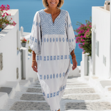 Marguerite | Maxikleid mit langen Ärmeln und V-Ausschnitt