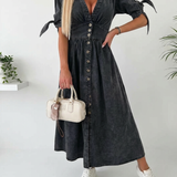 RIVIERA vestido — vestido largo de botones en estilo denim