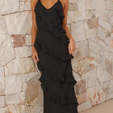 Ruthe - Vestido largo de mujer con volantes