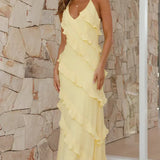 Ruthe - Vestido largo de mujer con volantes