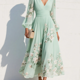Celeste - Vestido midi de manga larga y estampado floral