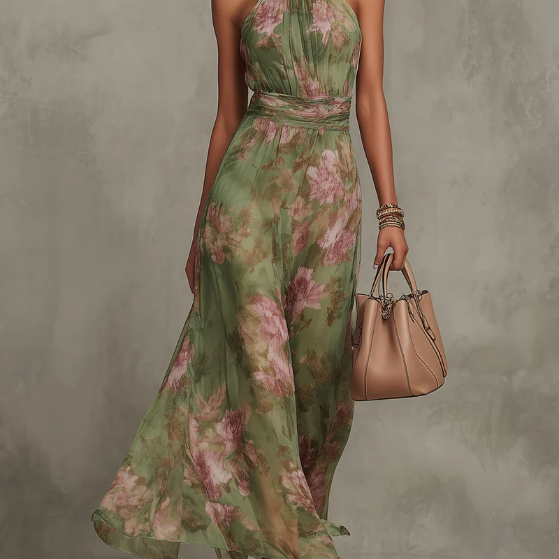 Aria - Elegante vestido floral verde