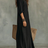 Céline™ | Maxi Vestido Negro con Botones