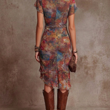 Caterina - Vestido midi plisado de estilo boho