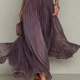 Flavia - Vestido largo morado con escote en forma de llave para mujeres
