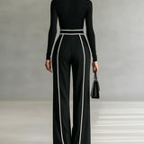 Solana - Set sa Visokim Ovratnikom sa Dugim Rukavima i Širim Pantalonama sa Pojasom