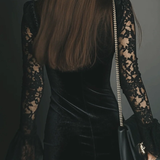 Luna | Mini haljina od somota sa čipkastim detaljima