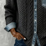 Ambra | Pleteni top u patchwork stilu sa denim detaljima