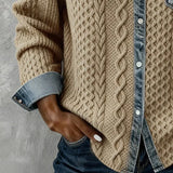 Ambra | Pleteni top u patchwork stilu sa denim detaljima