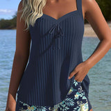 Laluna® | Gestreifter Tankini mit Shorts in zwei Teilen