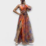 Vestido de noche elegante con un solo tirante y corte ajustado