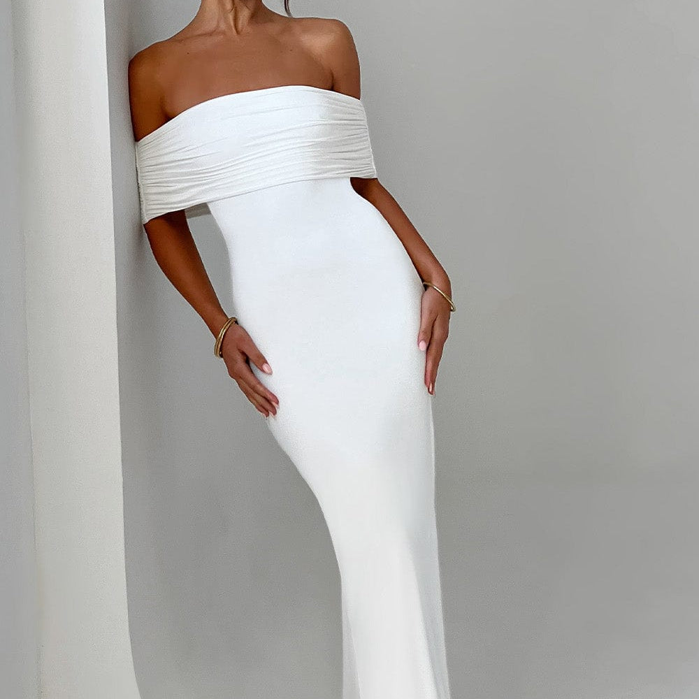 Tindra | Elegantes Maxikleid im Bardot-Stil