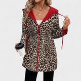 Evie | Abrigo reversible con capucha y estampado de leopardo