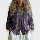 Lia | Blusa Vintage con Patrón de Hojas