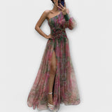 Vestido de noche elegante con un solo tirante y corte ajustado