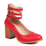Casilda - Glatte Sandalen mit Knöchelriemen und dicker Sohle