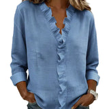 CLARA - Blusa con escote en V y delicados volantes