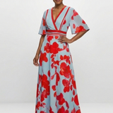 Florenz | Maxikleid mit Blumen und V-Ausschnitt