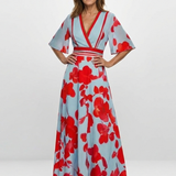 Florenz | Maxikleid mit Blumen und V-Ausschnitt