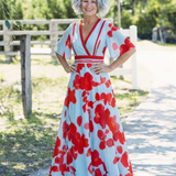 Florenz | Maxikleid mit Blumen und V-Ausschnitt