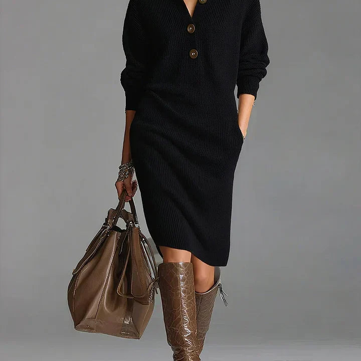 Lucia - Vestido trenzado con cuello y botones